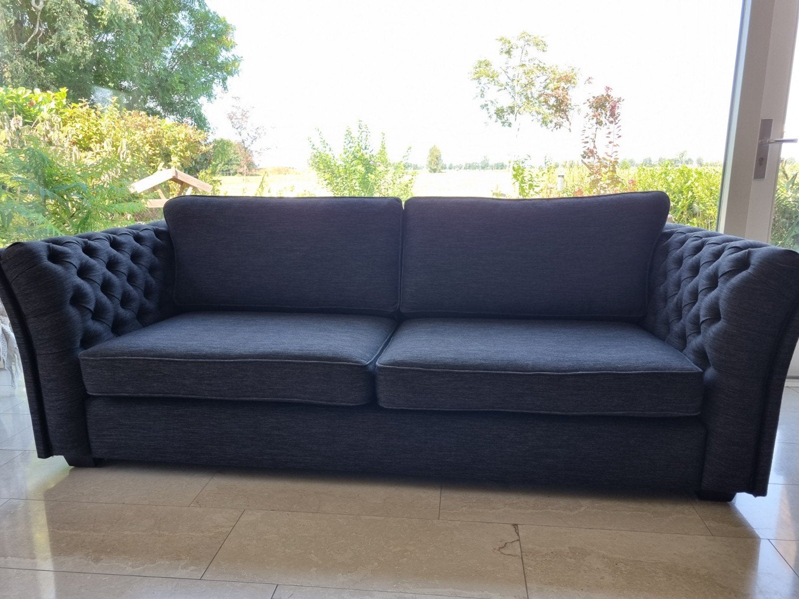 Olav bank antraciet, Ophalen, 75 tot 100 cm, Rechte bank, Stof