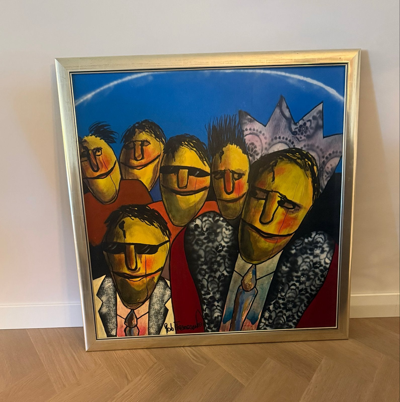 Schilderij van Rob Franssen - 87x89 cm, Ophalen, Figuren, Textiel, Gesigneerd