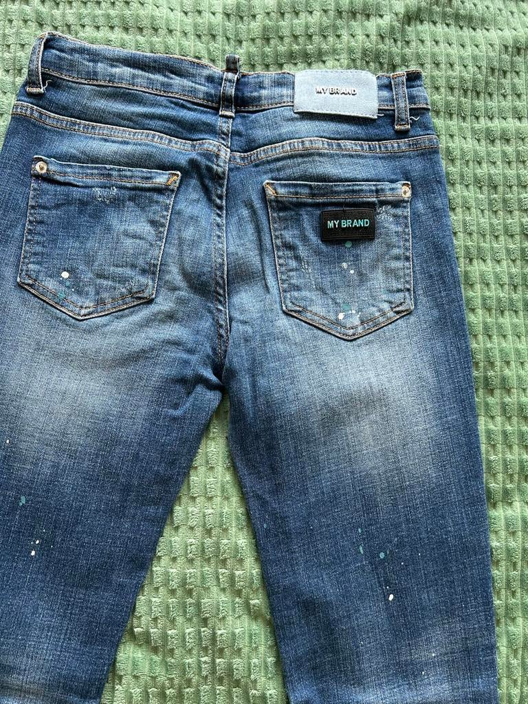 My Brand Jeans blauw met wassing 164, Kinderen en Baby's, Ophalen of Verzenden, Zo goed als nieuw, Jongen, Broek