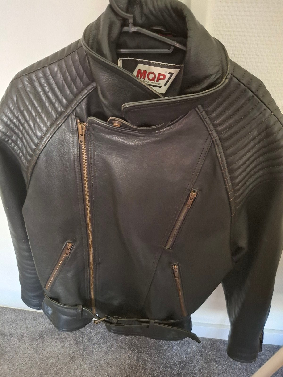 MQP Leren Motorjas - Zwart maat 40/42 Tweedehands, Heren, MQP, Jas | leer, Ophalen of Verzenden