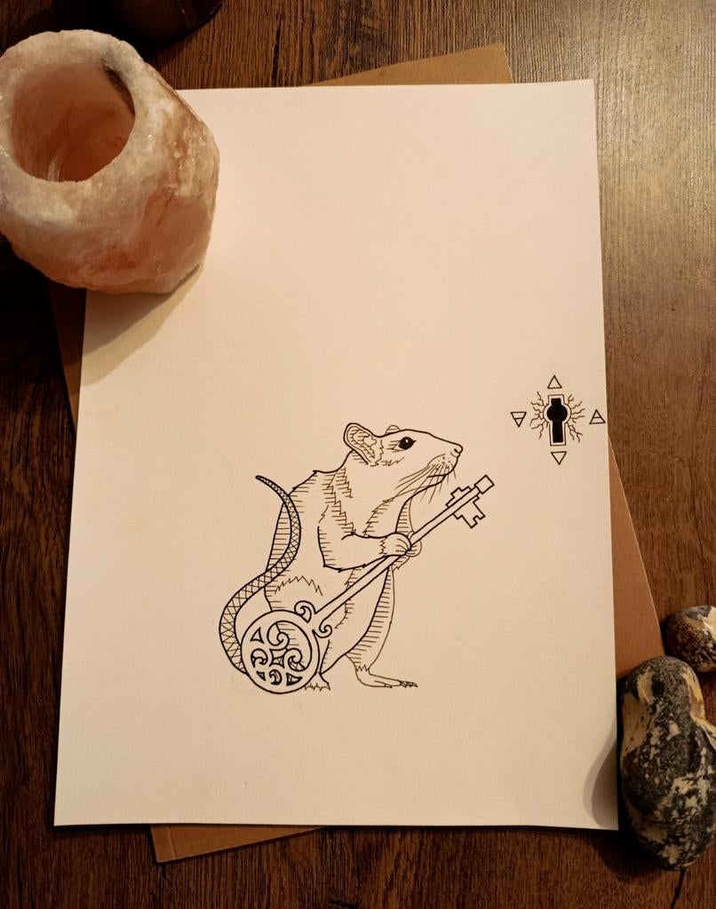 Original ink drawing "Medieval Rat", Ophalen of Verzenden