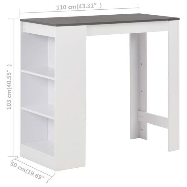 Bartafel met Opbergvakken - Wit/Grijs, Ophalen, Zo goed als nieuw