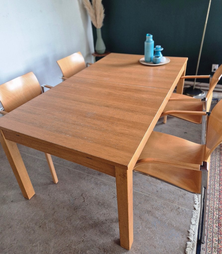 tafel met 4 stoelen, Huis en Inrichting, Tafels | Eettafels, Ophalen, Gebruikt, Rechthoekig, 50 tot 100 cm
