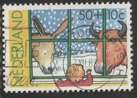 Nederland 1983 1295 Kind, Os en ezel, Gest Den Bosch, Ophalen of Verzenden, Na 1940, Gestempeld