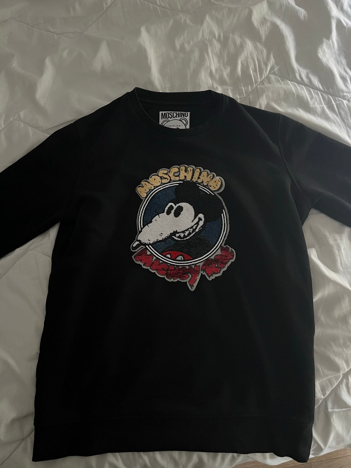 Moschino Couture Zwarte Sweatshirt met Krokodil Print, Ophalen of Verzenden, Zo goed als nieuw