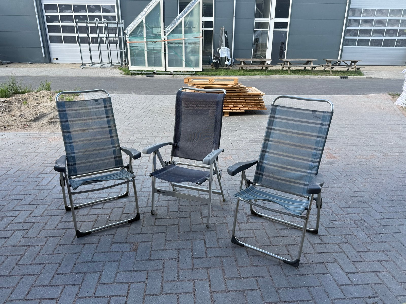 Set van 3 Gebruikte Campingstoelen, Caravans en Kamperen, Kampeermeubelen, Ophalen, Gebruikt, Campingstoel
