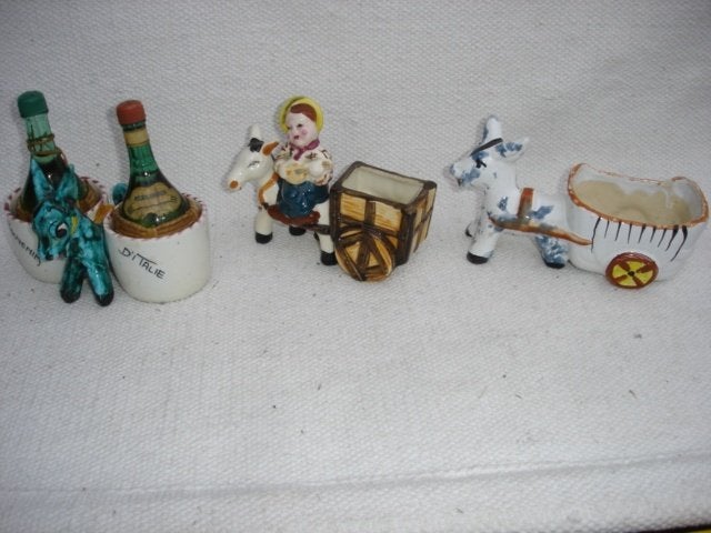 Vintage aardewerk beeldjes EZELS [ made in Italy] jaren 50, Antiek en Kunst, Antiek | Keramiek en Aardewerk, Ophalen of Verzenden