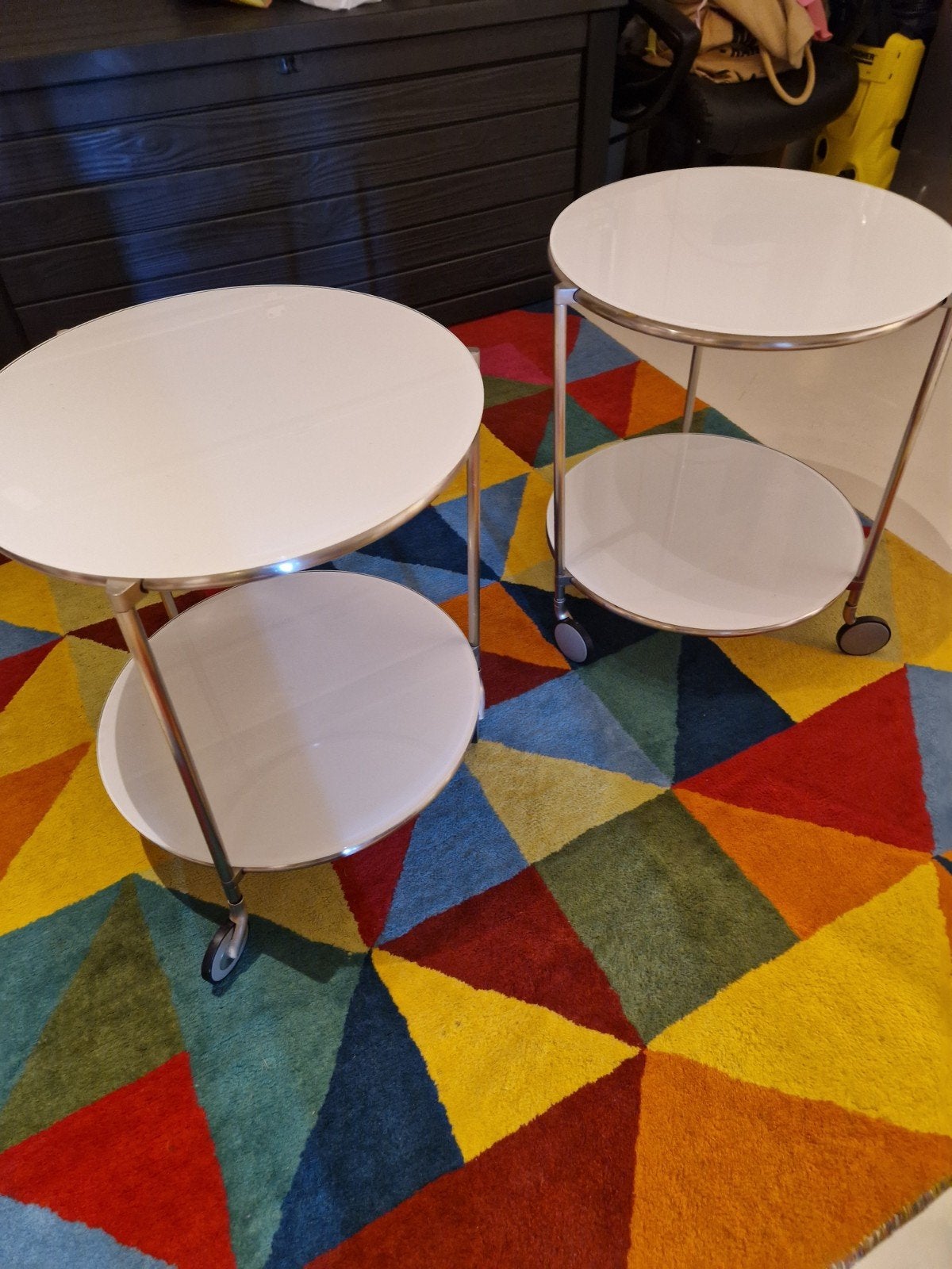 Tafels set van 2 glazen tafels, Huis en Inrichting, Tafels | Bijzettafels, Ophalen, Rechthoekig, Glas, 55 tot 75 cm