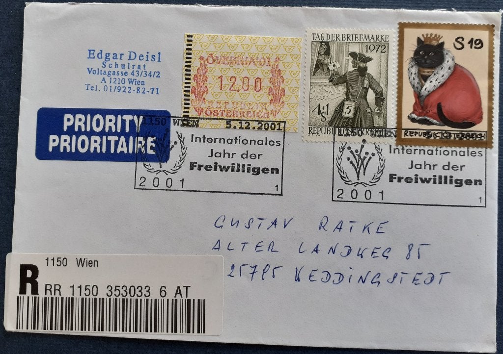 Oostenrijk aangetekend Poststuk 2001, Ophalen of Verzenden, Envelop