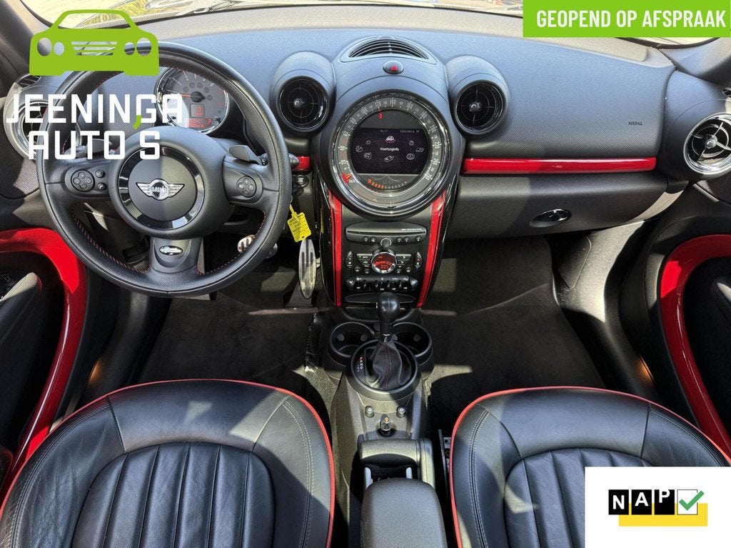 Mini Countryman 1.6 John Cooper Works ALL4 Chili|Harman&Kard, Euro 5, Gebruikt, Zwart, Leder en Stof