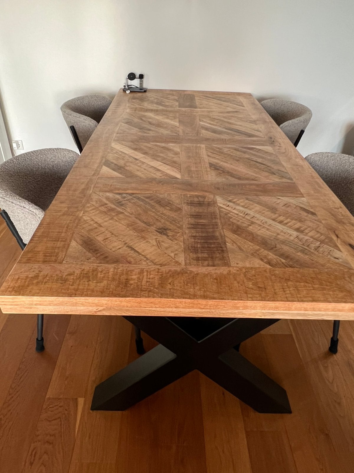 Mangohouten eettafel  Lengte 220  Diepte 100.!!, Ophalen, 100 tot 150 cm, 200 cm of meer, Zo goed als nieuw