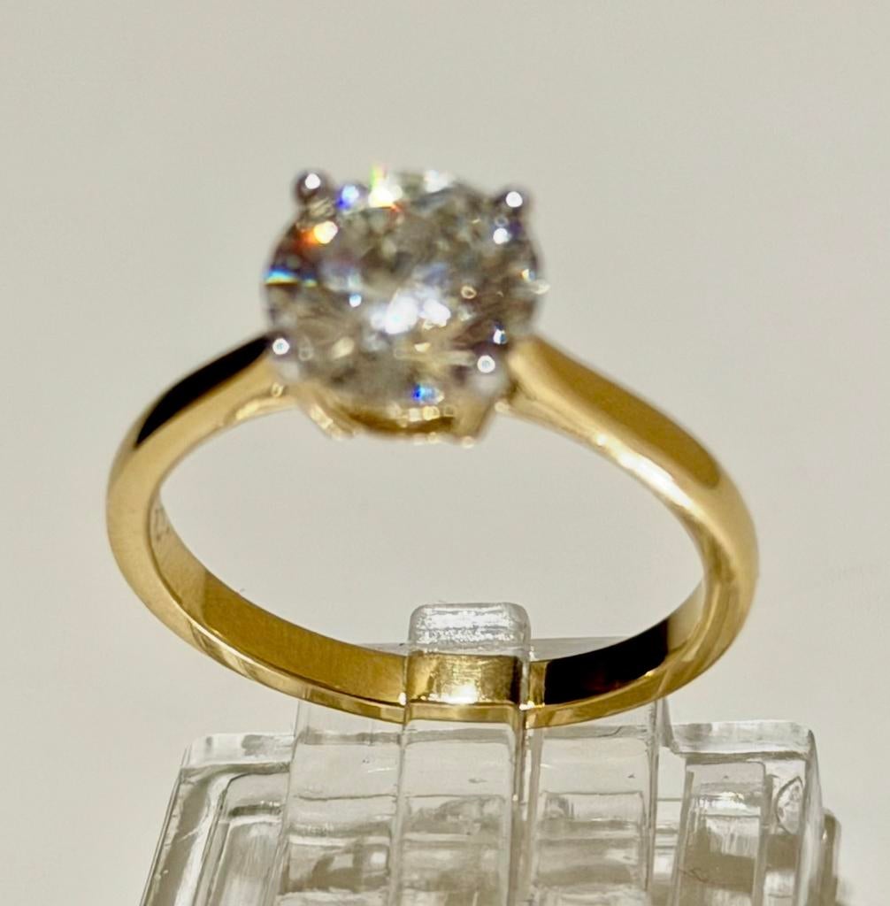 Nieuwe gouden solitaire ring met VS1 diamant van 2.00ct!, Sieraden, Tassen en Uiterlijk, Ringen, Nieuw, Ophalen of Verzenden, 17 tot 18