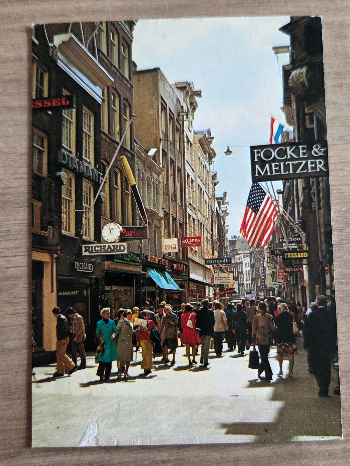 Oude ansichtkaart Kalverstraat Amsterdam Focke & Meltzer, Ophalen of Verzenden, 1960 tot 1980, Gelopen, Noord-Holland