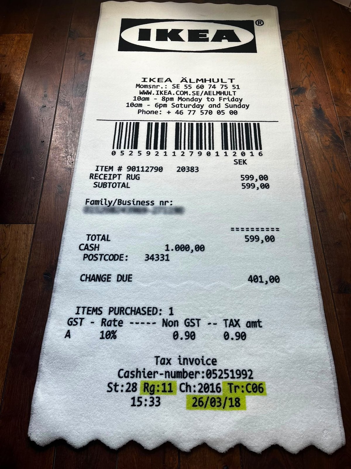 Off white Virgil Abloh x IKEA Markerad Receipt rug, Ophalen, Nieuw, Rechthoekig