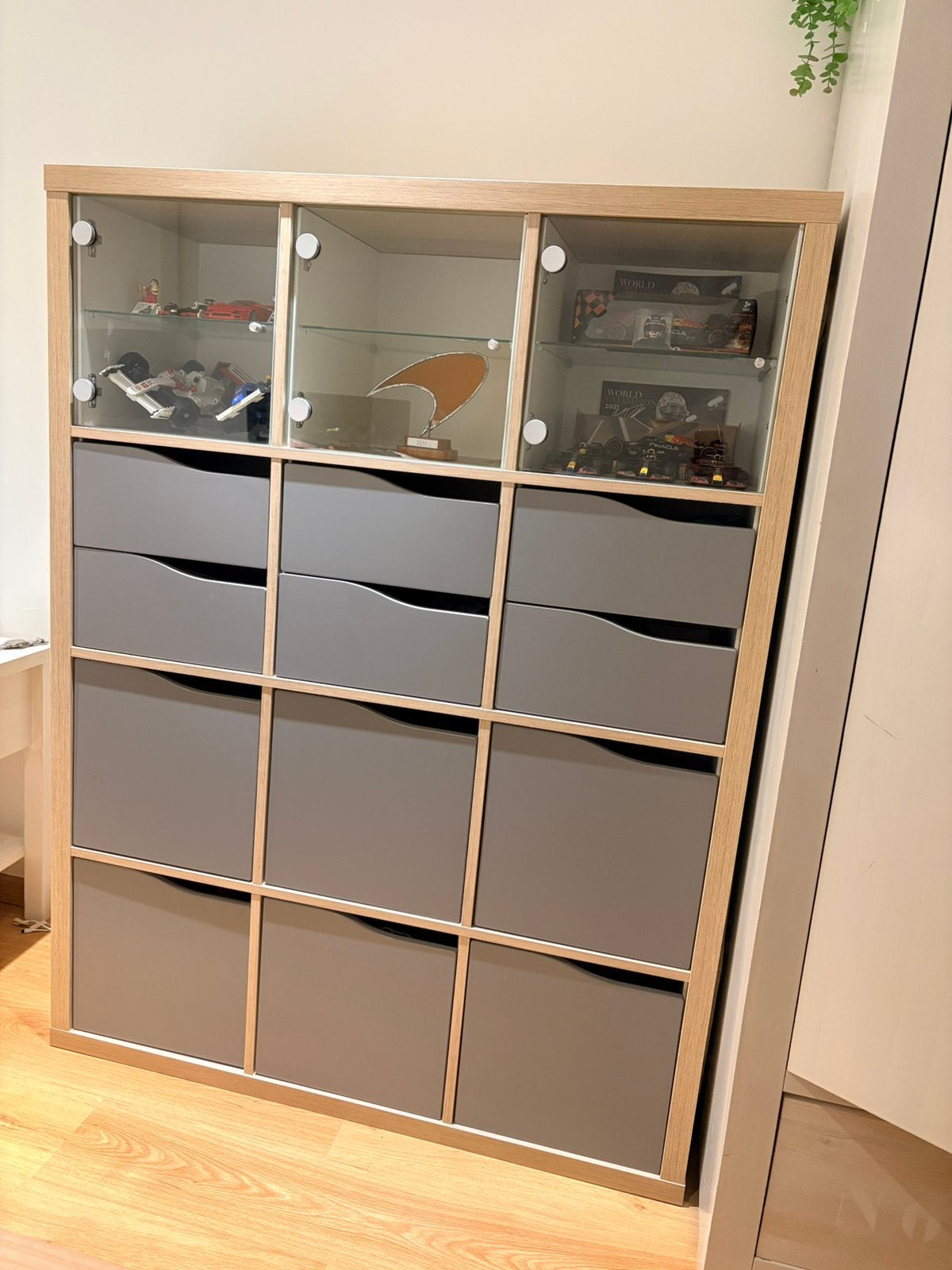 Ikea Kallax kast met deurtjes en lades., Ophalen, 100 tot 150 cm, Glas, 100 tot 150 cm
