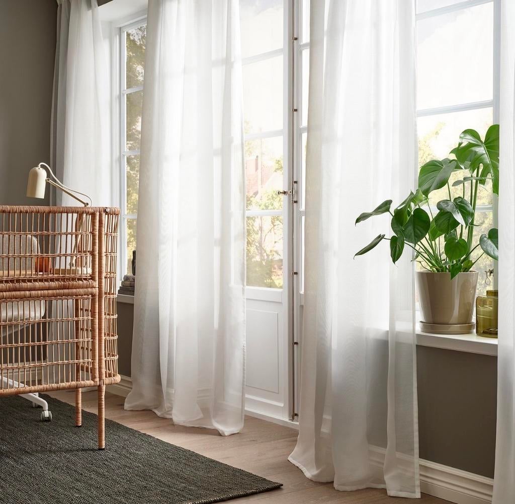 Ikea Stenfrö vitrage gordijnen 145x300 cm (2 stuks), 100 tot 150 cm, 200 cm of meer, Wit, Ophalen of Verzenden