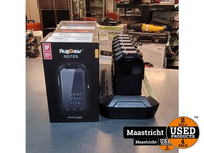 Complete set van 6 RugGear 725 toestellen met lader | nwpr 2, Flex Ltd., Zo goed als nieuw, https://flex.com/contact-us, Nobelstraat 10, 5807 GA Oostrum LB, Limburg, Nederland