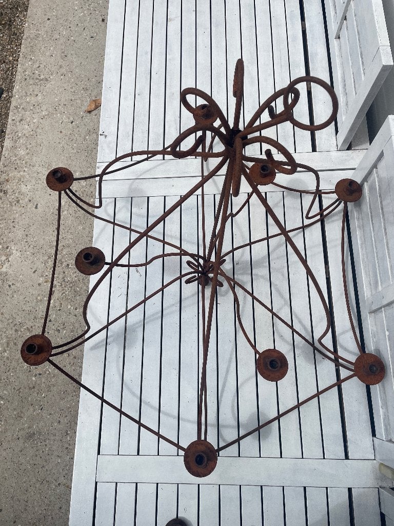 Kroonluchter staal geroest voor buiten, Ophalen, Gebruikt, Metaal, Ibiza look