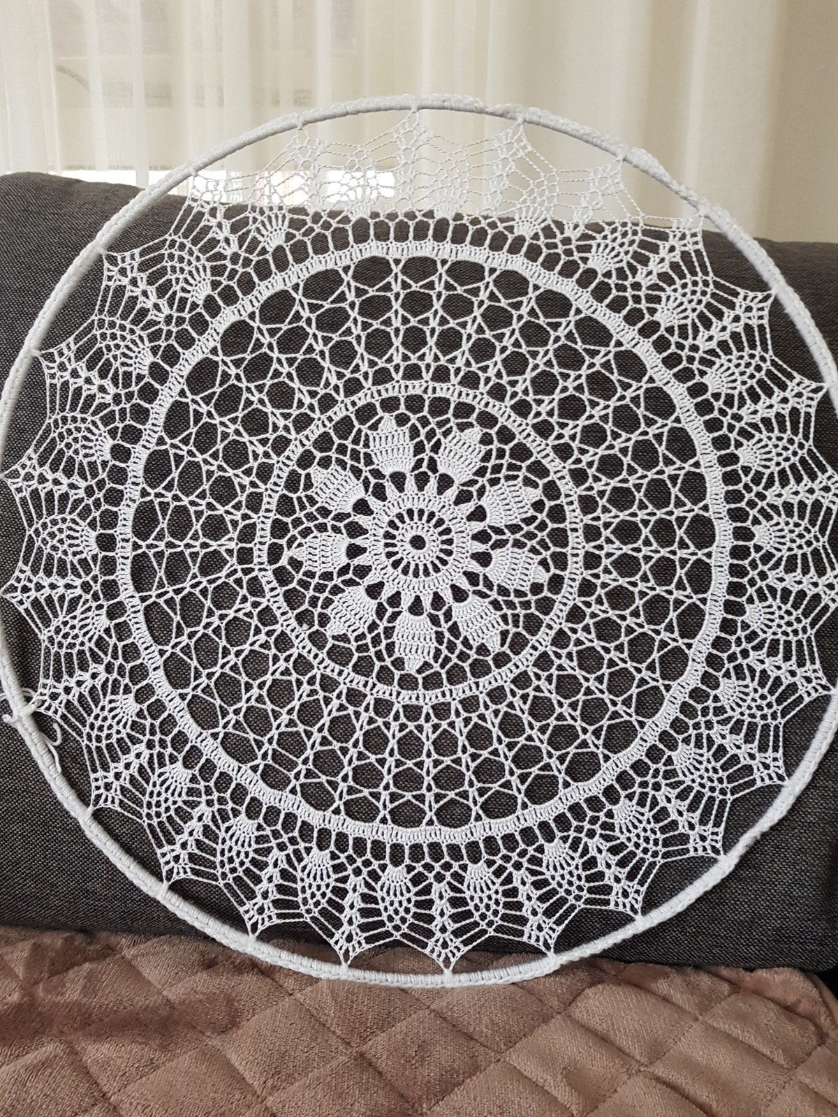 Gehaakte mandala 45 cm wit, Ophalen of Verzenden, Nieuw