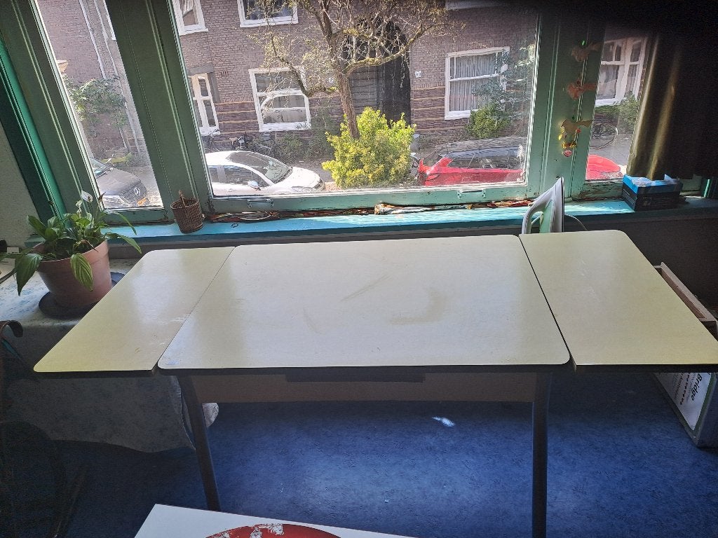 Mooie, uitneembare formica tafel, Huis en Inrichting, Tafels | Eettafels, Gebruikt, Vijf personen of meer, 150 tot 200 cm, Overige materialen