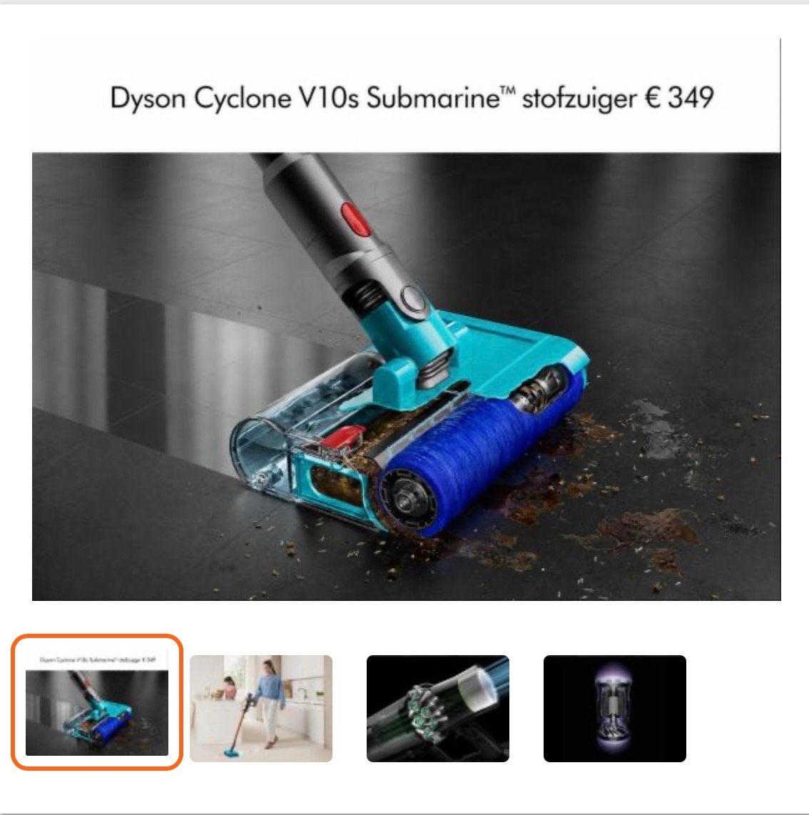 Dyson Cyclone V10s Submarine Stofzuiger - Nat & Droog, Draadloos, Ophalen of Verzenden, Zo goed als nieuw, Dyson