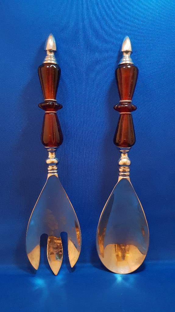 Vintage slabestek slacouvert, lepel en vork. Bijzonder! 3A20, Ophalen of Verzenden
