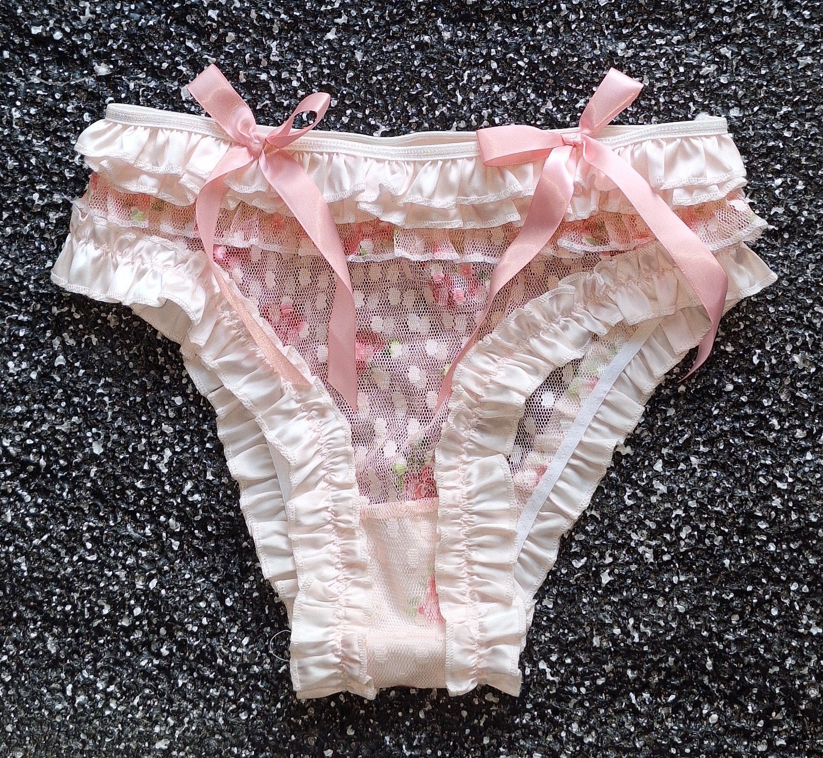 Sexy nieuwe wit/roze transparante Sissy-slip maat L (42-44), Verzenden, Wit, Slip