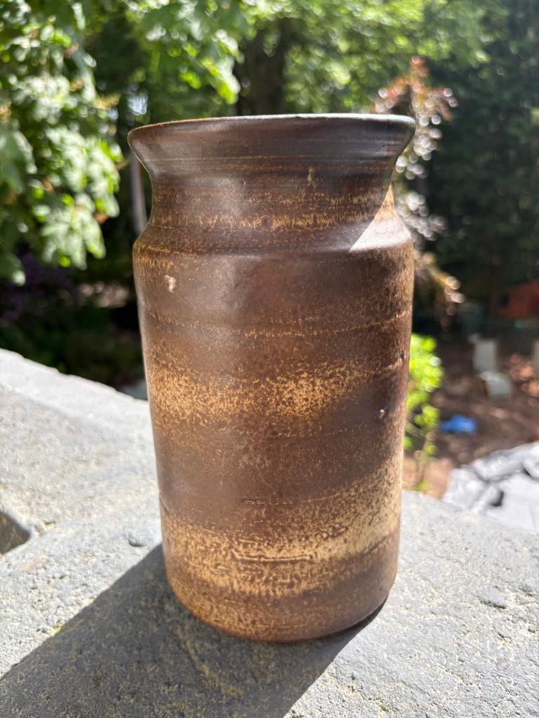 Jaren 70 retro vintage living bruine vaas stijl hk, Ophalen of Verzenden