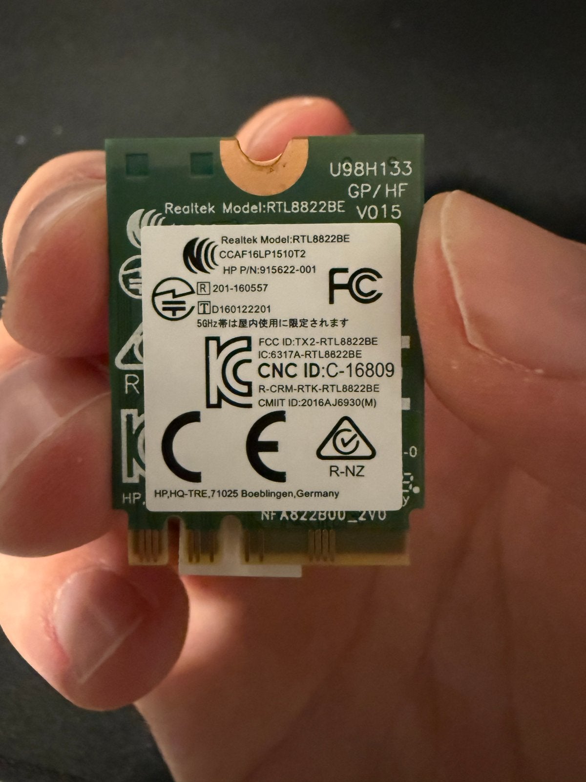 Realtek RTL8822BE WiFi Bluetooth Kaart voor HP Laptops, Computers en Software, Ophalen of Verzenden, Gebruikt, Intern