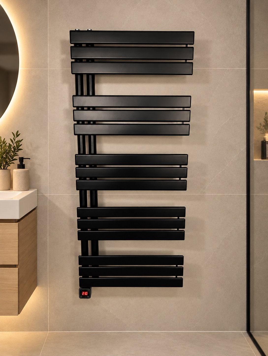 Elektrische badkamer radiator Anjer ELECT. 500x 1150 Zwart, 500 tot 800 watt, Info@d-radiatoren.nl, Radiator, Minder dan 60 cm