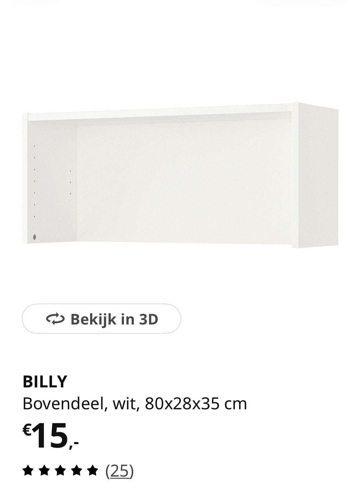 Bovendeel van billy boekenkast, Ophalen, Overige materialen, 50 tot 100 cm, Zo goed als nieuw