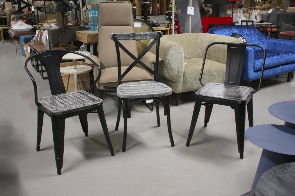 Partij tafels + stoelen Tolix metaal hout horeca kantoor, Ophalen, Zwart, Nieuw, Vijf, Zes of meer stoelen