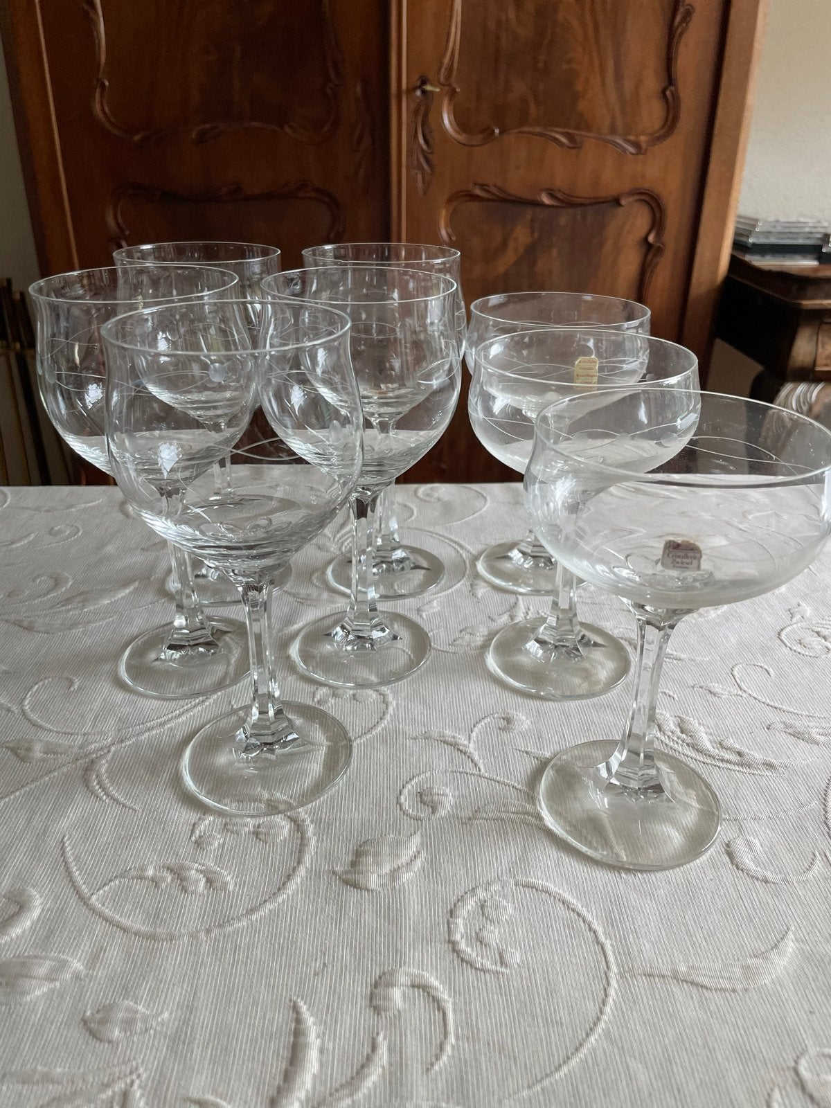 Cristallerie Zwiesel Germany glazen: 5x wijnglas, 3x coupé, Ophalen