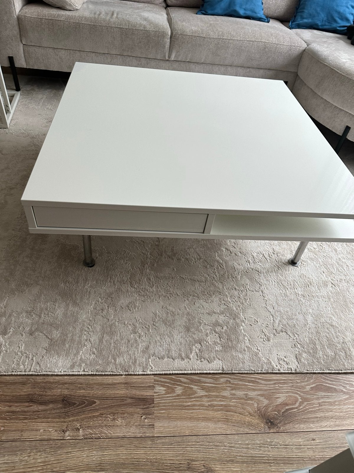 Ikea Salontafel Glanzend Wit met Lades, Huis en Inrichting, Ophalen, Kunststof, Vierkant, 50 tot 100 cm