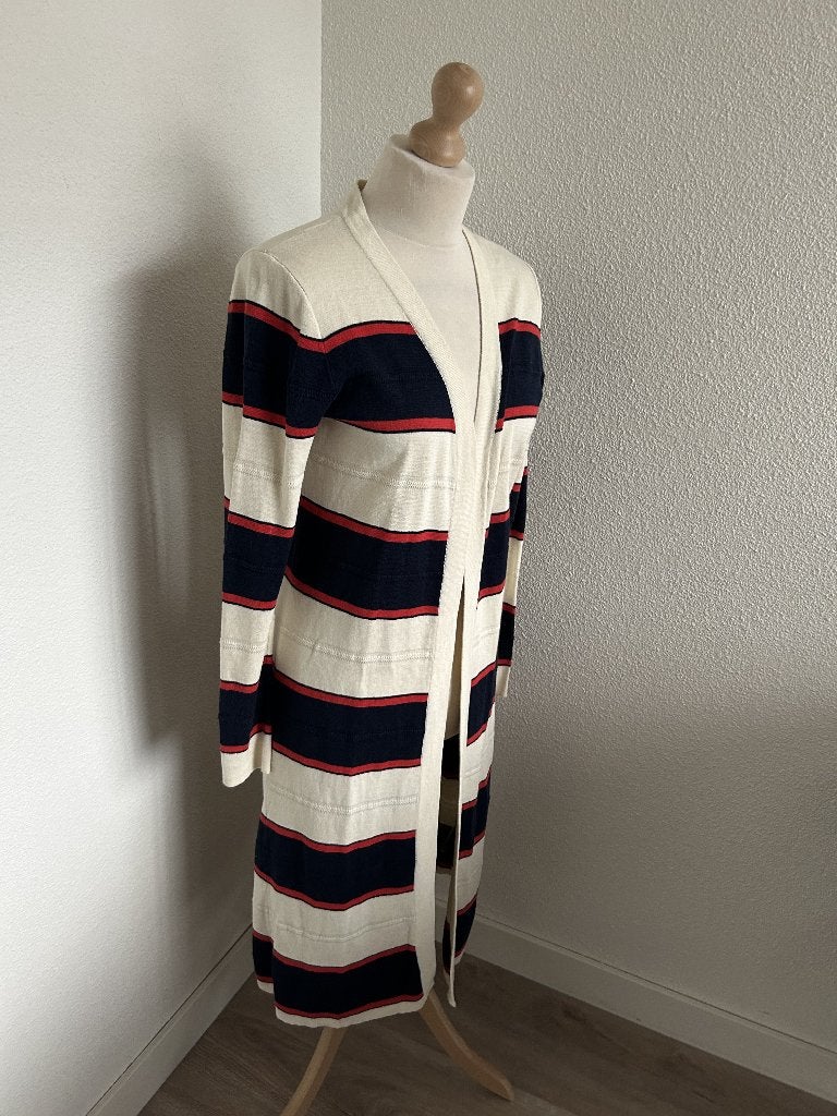 King Louie maat M gestreept lang vest 2086, Maat 38/40 (M), Blauw, Ophalen of Verzenden, Zo goed als nieuw