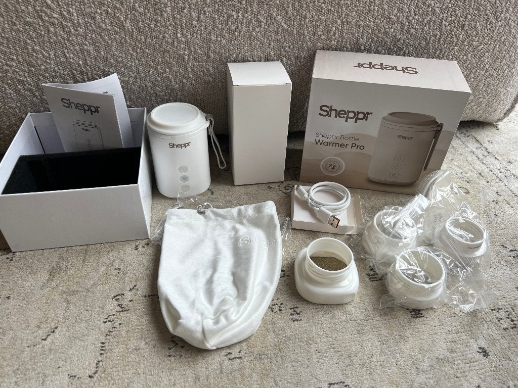 Sheppr draagbare flessenwarmer PRO, Ophalen of Verzenden, Zo goed als nieuw, Flessen- of potjesverwarmer, Overige merken
