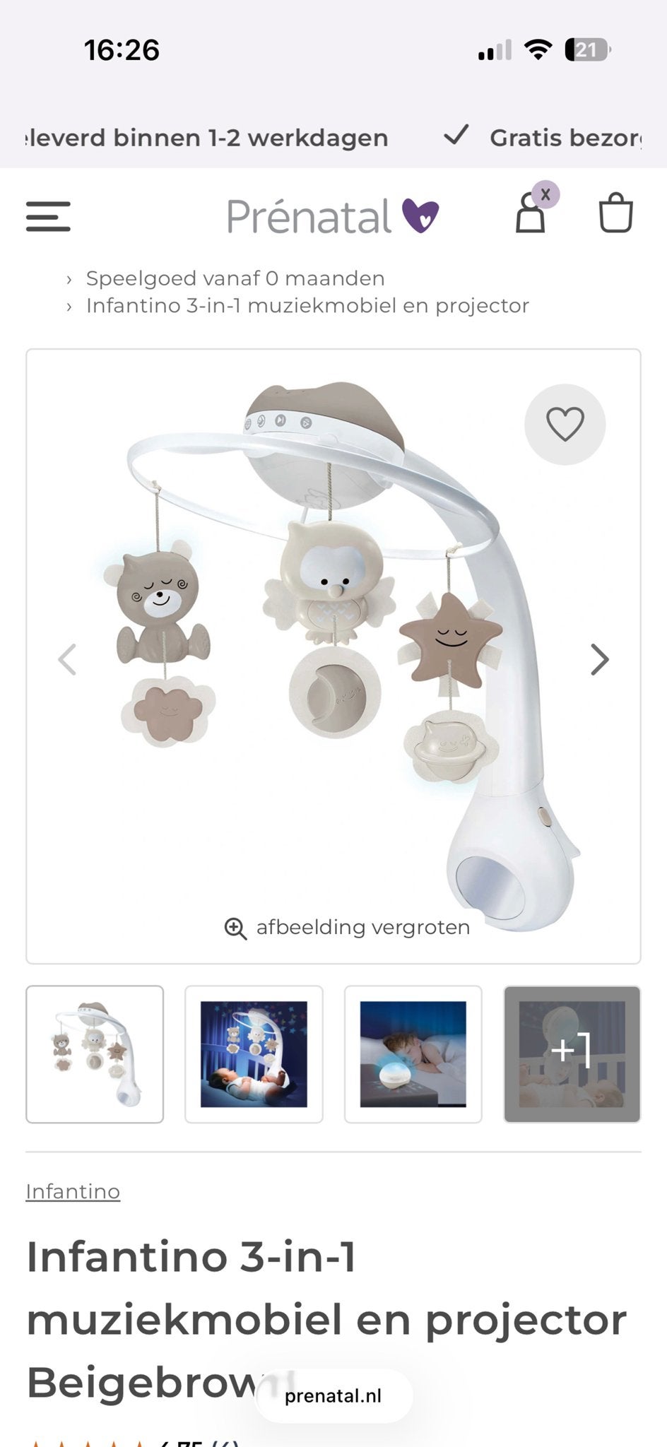 Infantino 3-in-1 Muziekmobiel en Projector, Kinderen en Baby's, Ophalen, Zo goed als nieuw, Mobiel, Met licht
