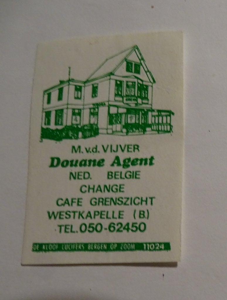 Café GRENSZICHT    DOUANE AGENT   NED -.BELGIE  WESTKAPELLE, Verzenden, Gebruikt, Luciferdoosjes of -merken