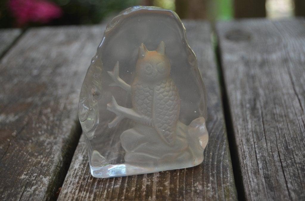 Glazen sculptuur van een uil ipst., Antiek en Kunst, Ophalen of Verzenden