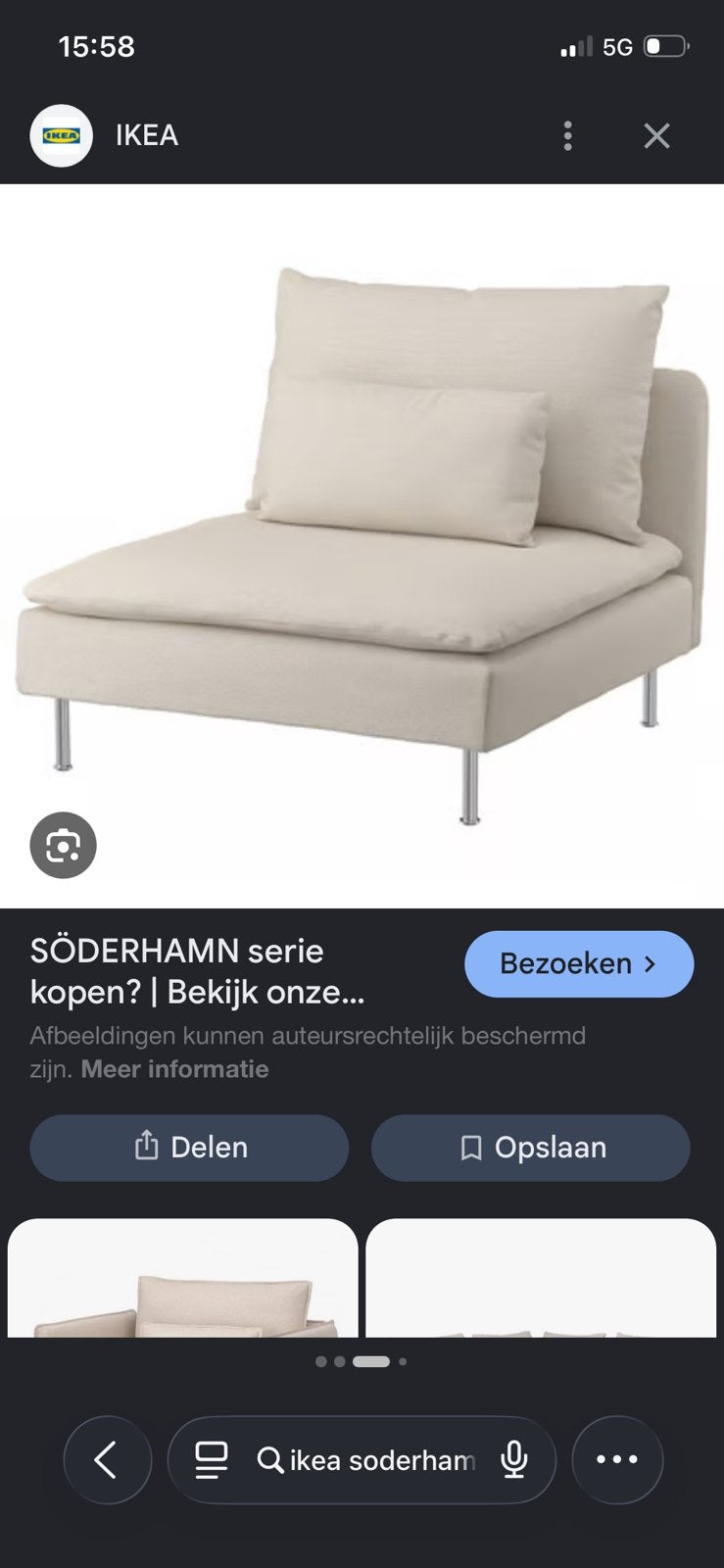 Ikea Soderhamn 1 zit zonder hoes, Huis en Inrichting, Banken | Bankstellen, Ophalen, 75 tot 100 cm, Tweepersoons, Minder dan 150 cm