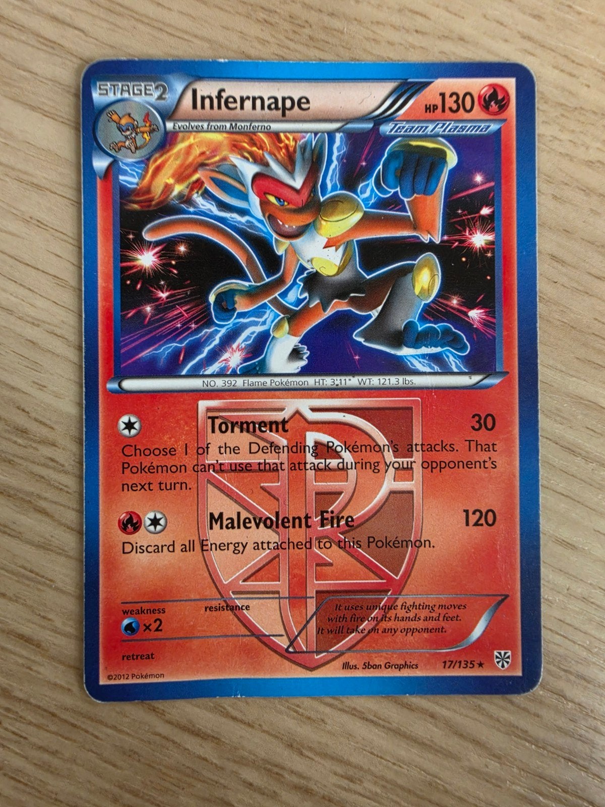 Pokémon Infernape Team Plasma Kaart - Zeldzaam, Ophalen of Verzenden, Gebruikt, Losse kaart