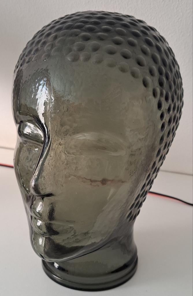 Glazen hoofd voor pruik, koptelefoon of decoratie, Ophalen, Zo goed als nieuw, Modern, Glas