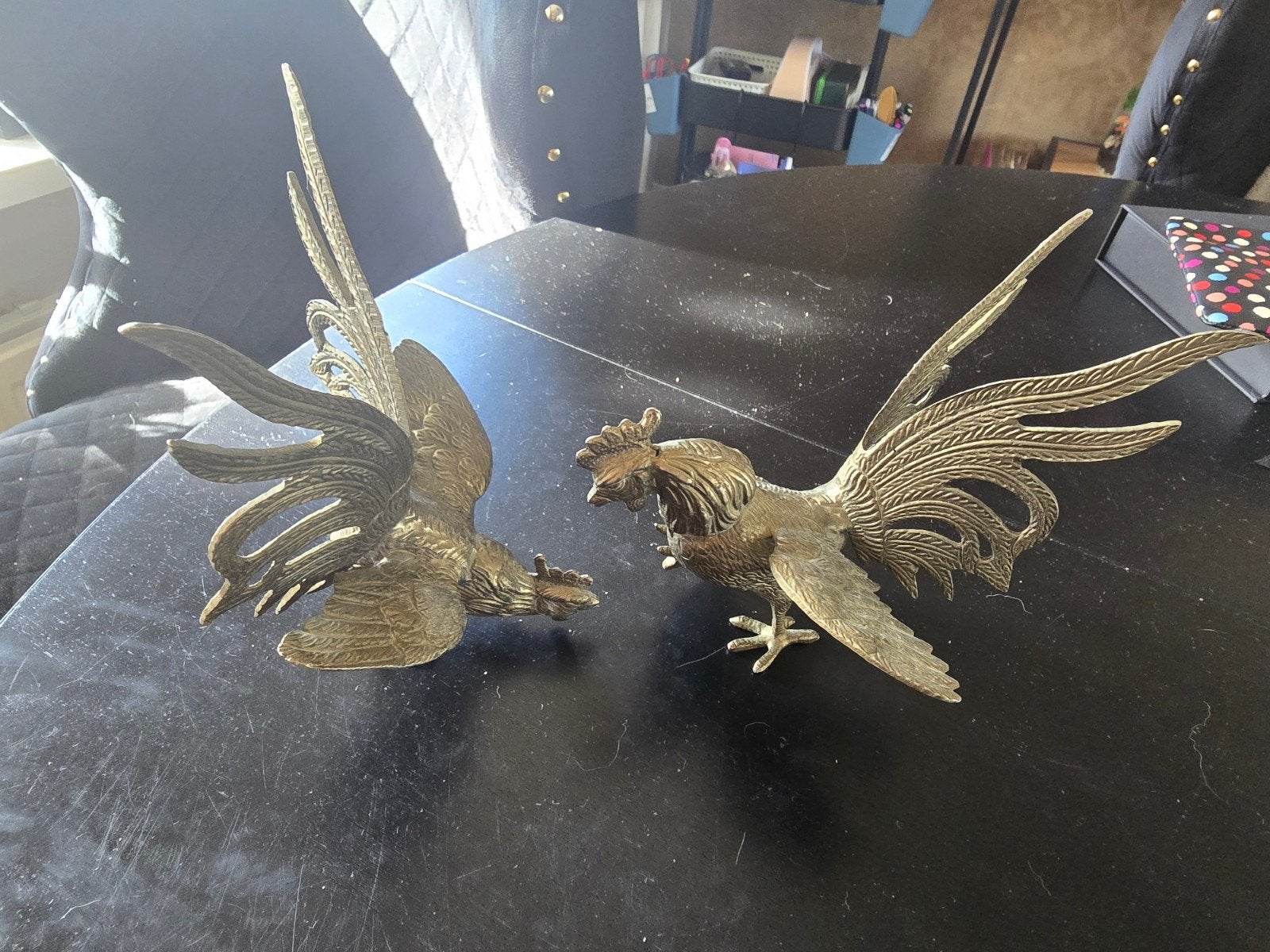 Twee bronzen hanen, decoratieve beelden, Ophalen of Verzenden