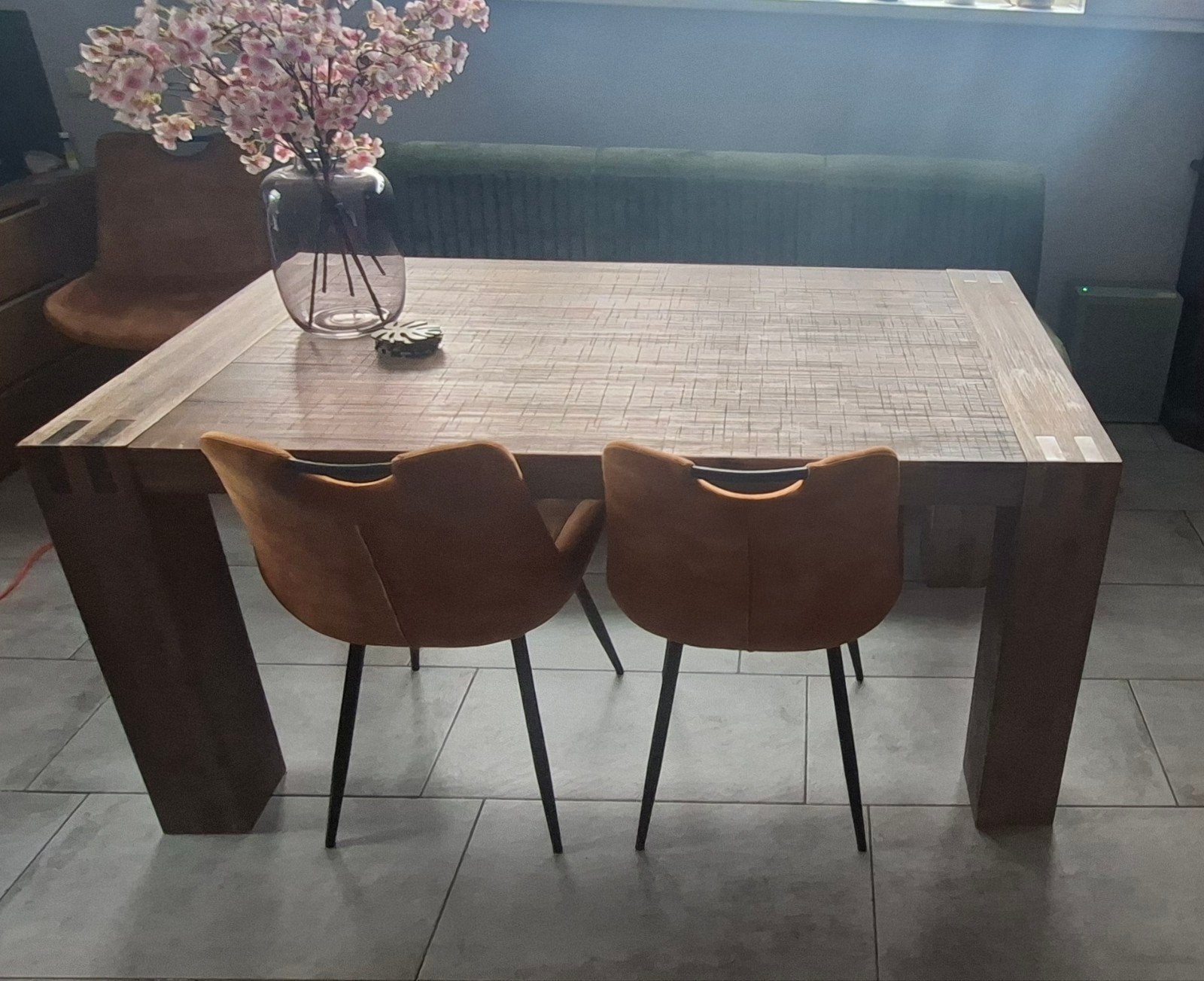 Massief Acacia Eettafel van Pronto Wonen (160x90x78.5), Huis en Inrichting, Tafels | Eettafels, Ophalen, Gebruikt, 50 tot 100 cm