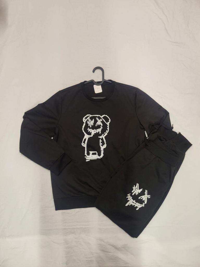 Zwart trainingspak met teddybeer print maat s, Maat 38/40 (M), Zwart, Ophalen of Verzenden, Onbekend