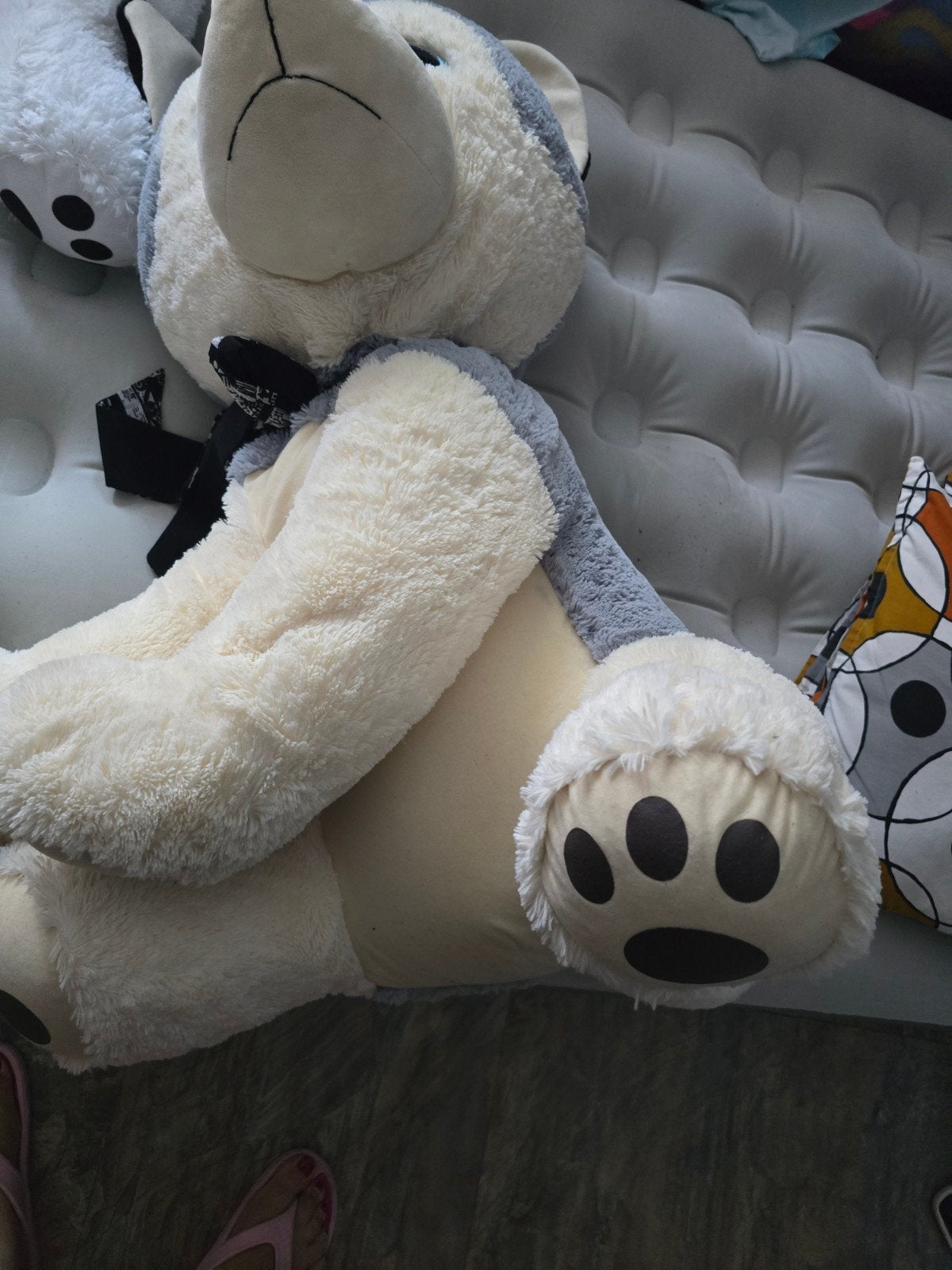 Grote pluche husky knuffel - Zo goed als nieuw, Ophalen, Overige merken, Overige karakters, Grijs