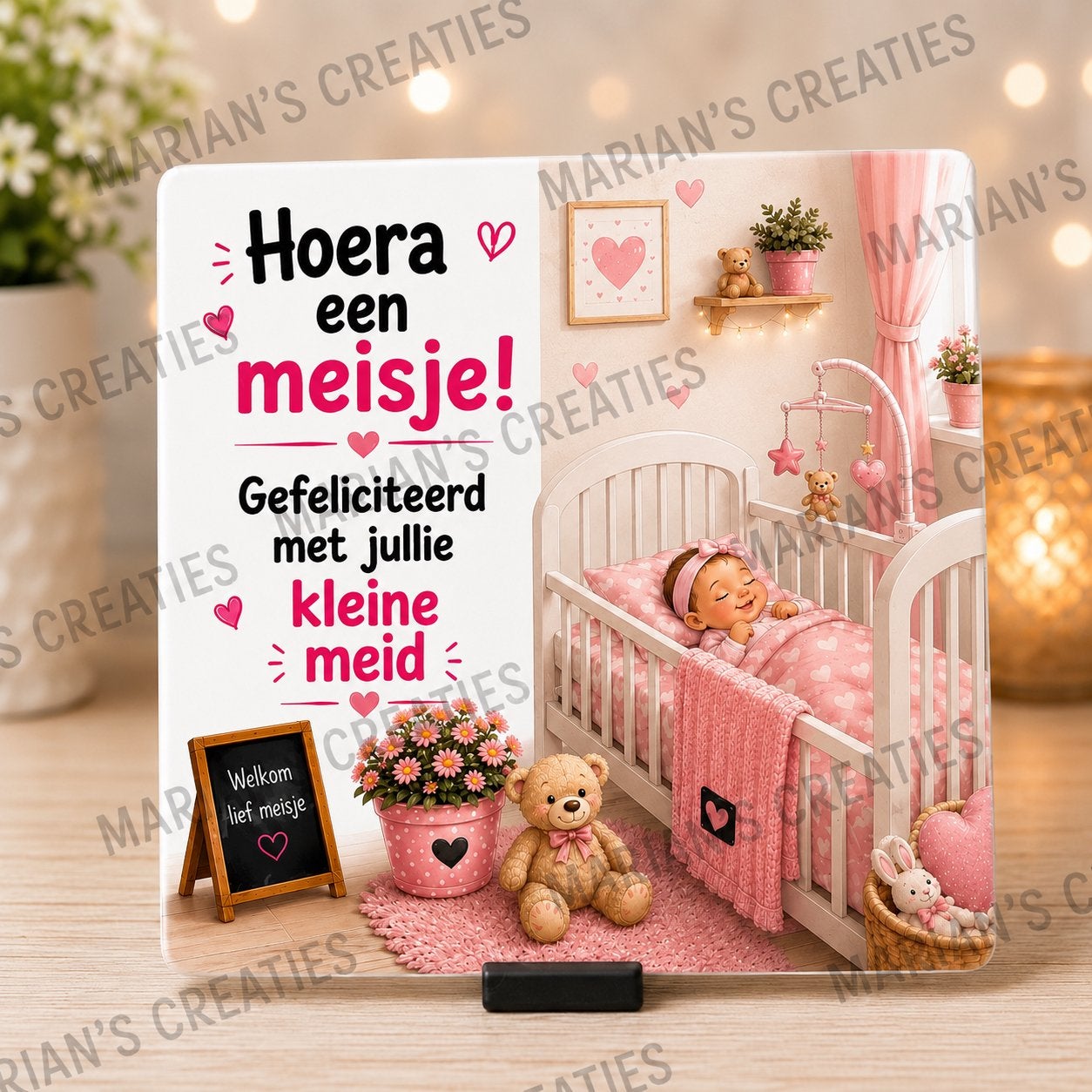Geboorte tegel Hoera een meisje/jongen/tweeling, Overige thema's, Overige typen, Nieuw, Meerkleurig