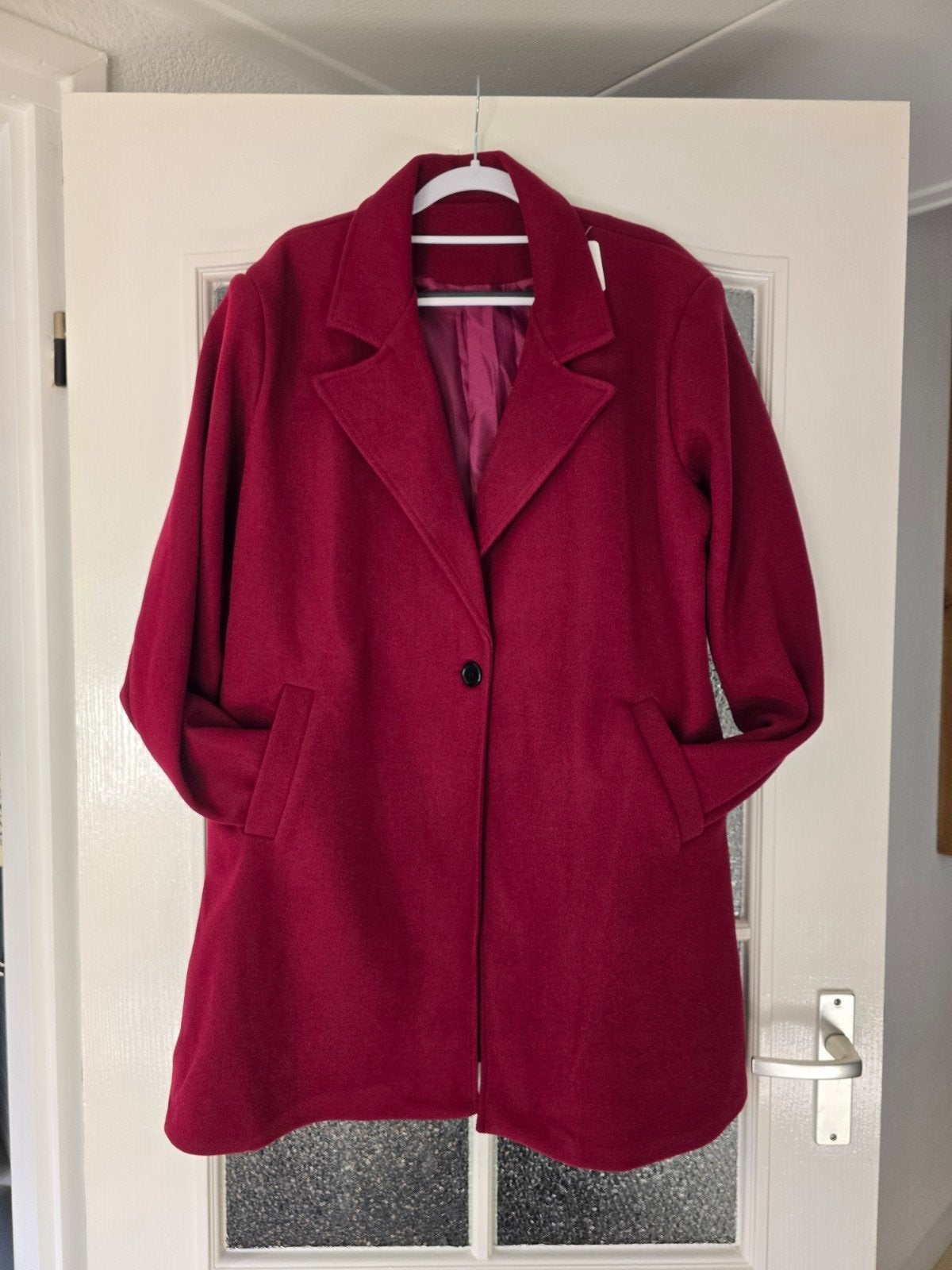 nieuwe jas mantel bordeaux 42 44 46, Kleding | Dames, Ophalen of Verzenden, Nieuw, Maat 46/48 (XL) of groter, Rood
