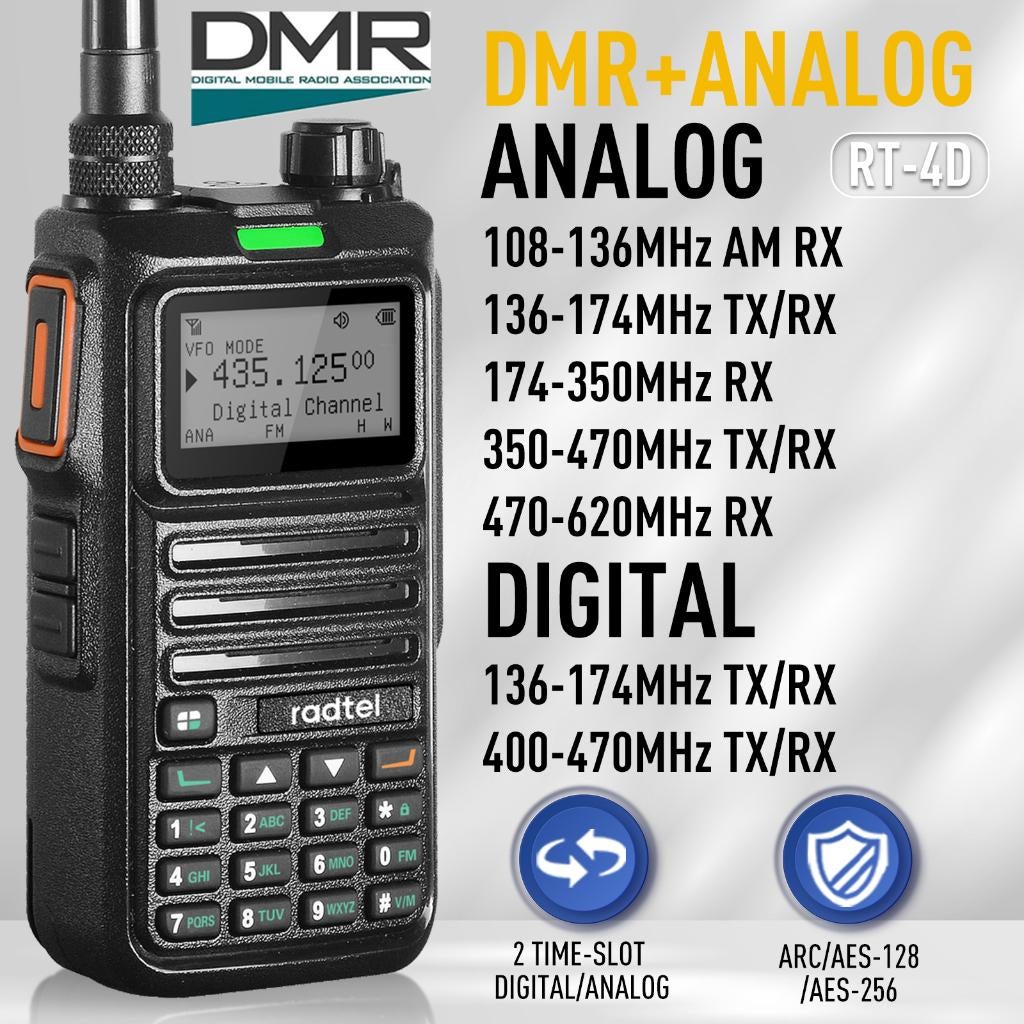 Radtel RT-4D Digital DMR Radio Analog 1024 Channels, Telecommunicatie, Nieuw, 15 km of meer, Ophalen of Verzenden, Portofoon of Walkie-talkie