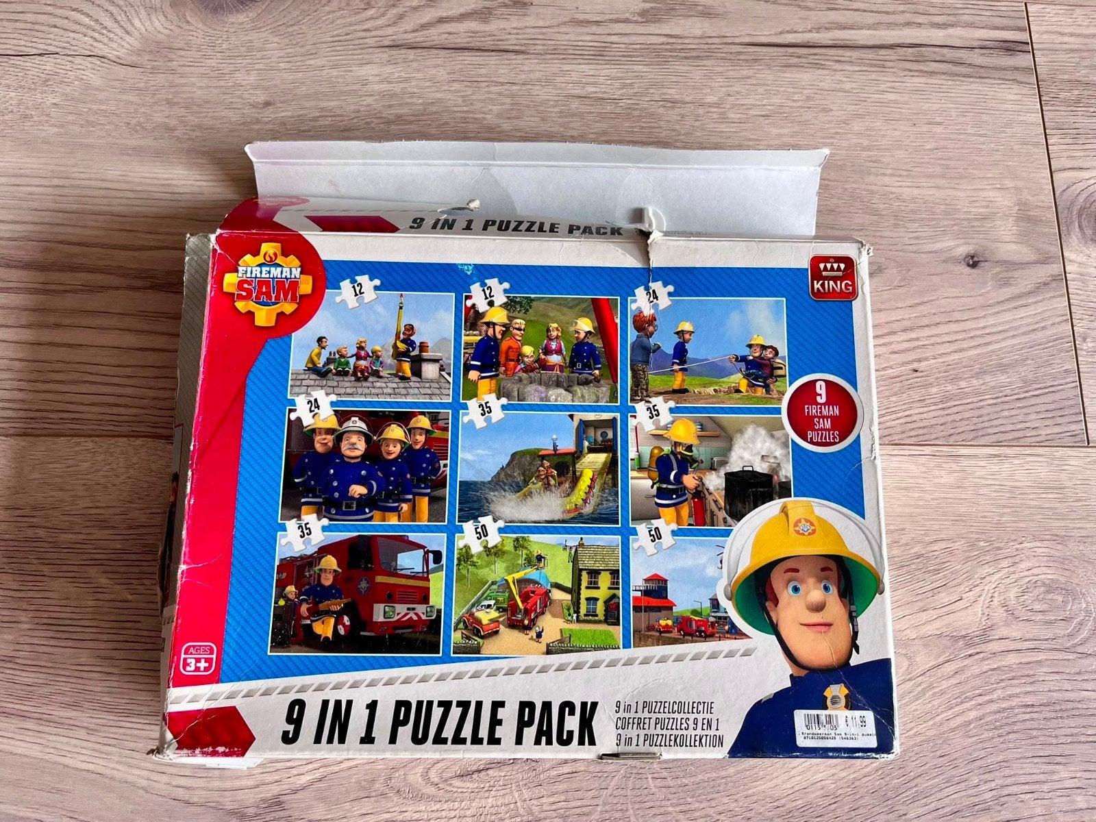 Brandweerman Sam 9-in-1 puzzelset, Ophalen, 10 tot 50 stukjes, Gebruikt, 2 tot 4 jaar